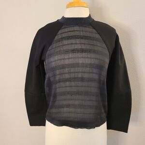 Nanushka Semi-Sheer Panel Long Sleeve Black Top